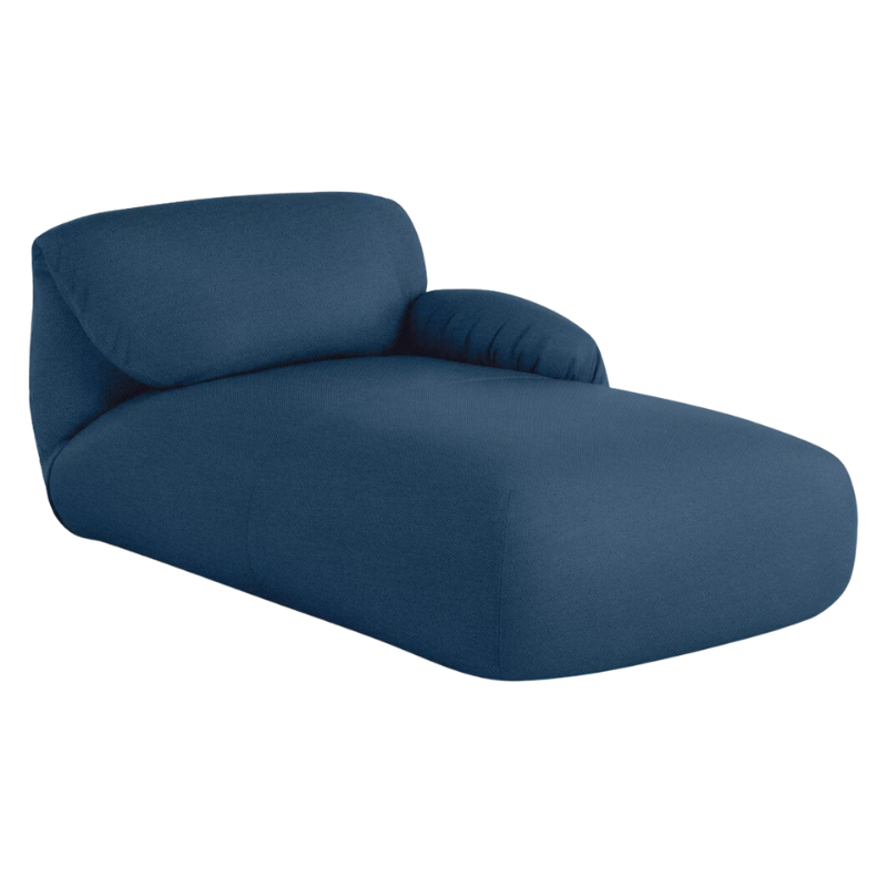 The right Luva Modular Chaise from Herman Miller in Denim Mode upholstery.