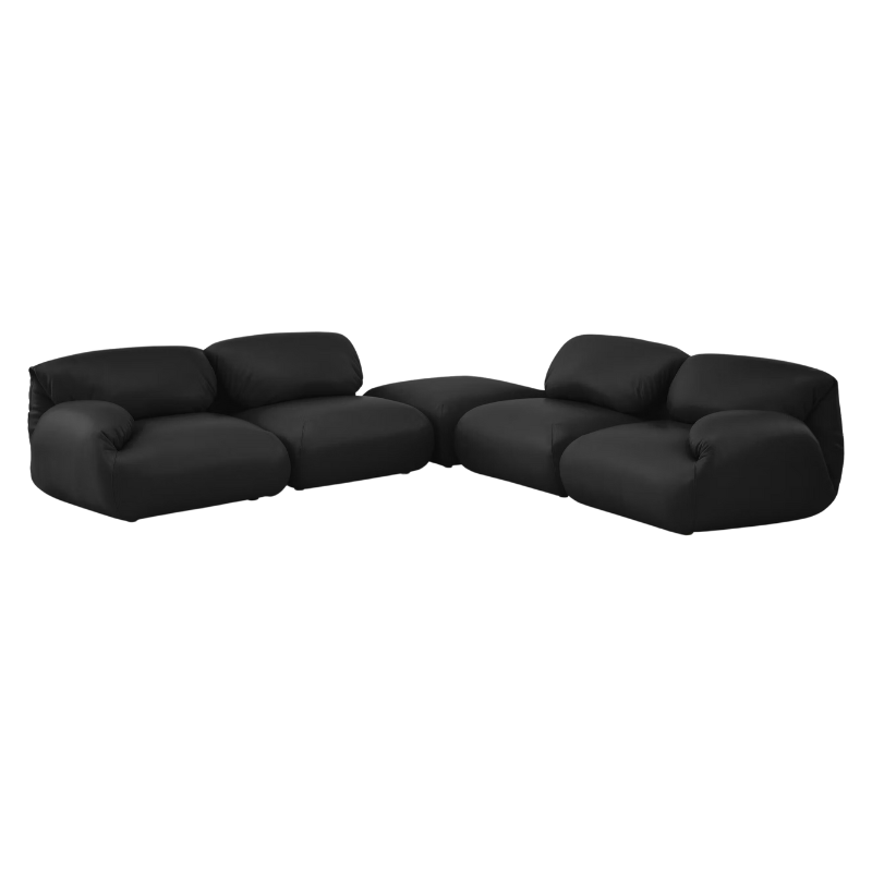 Fold up, down, or reconfigure as you please. The Luva Modular Sectional presents timeless beauty in an inventive form. Created by designer Gabriel Tan, Luva is a case study for probing at the intersections of art, design, and culture. The sectional's elemental form is inspired by the soft-rolled tops of Japanese futons and the padded tactility of a boxing glove.