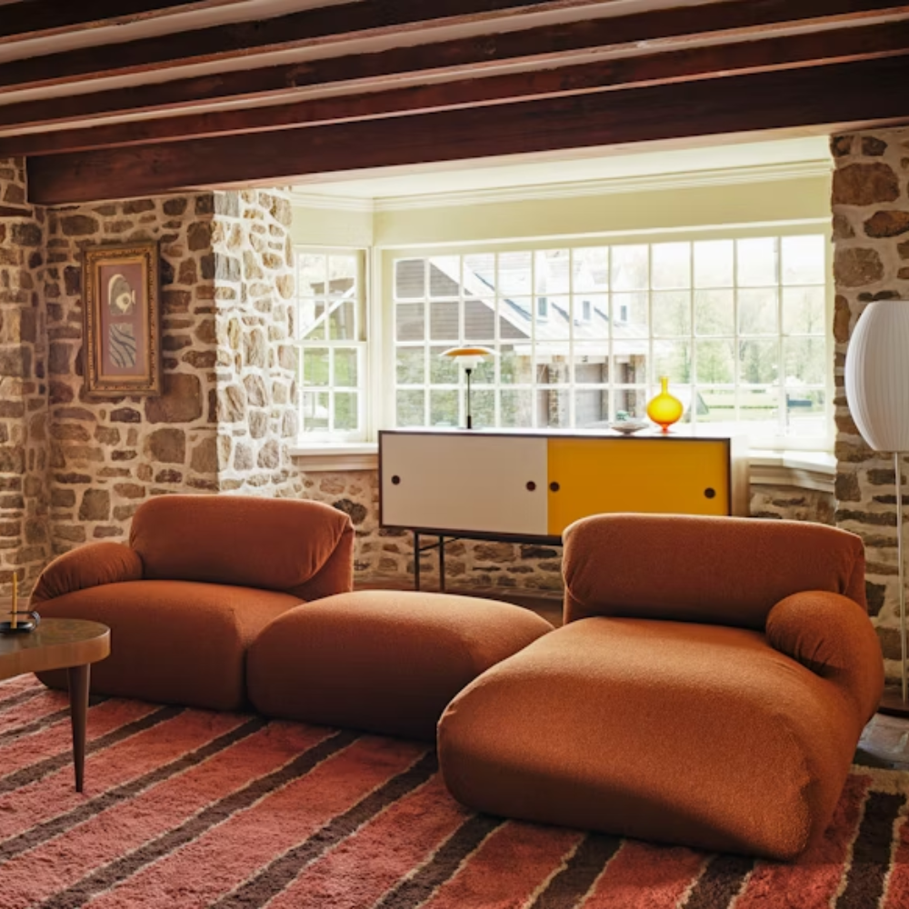 The Luva Modular Ottoman from Herman Miller in a family area. all-groups