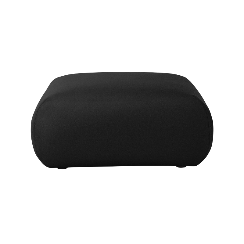 The Luva Modular Ottoman with obsidian prone leather upholstery from Herman Miller.