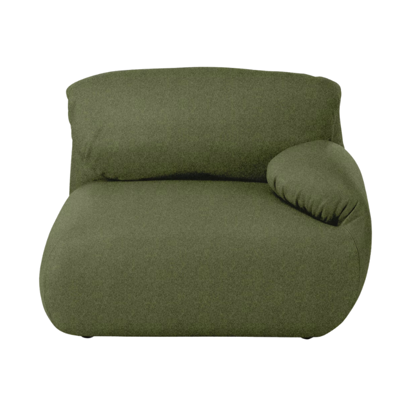 The right Luva Modular Single Seat One Arm from Herman Miller in Heathered Loden Cozy upholstery.