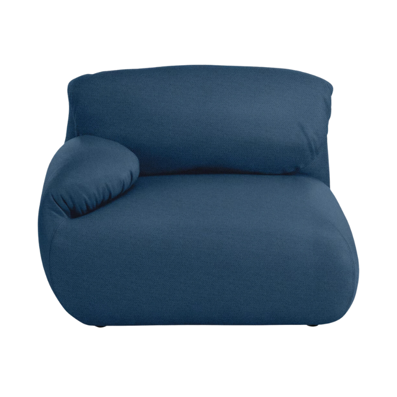 The left Luva Modular Single Seat One Arm from Herman Miller in Denim Mode upholstery.