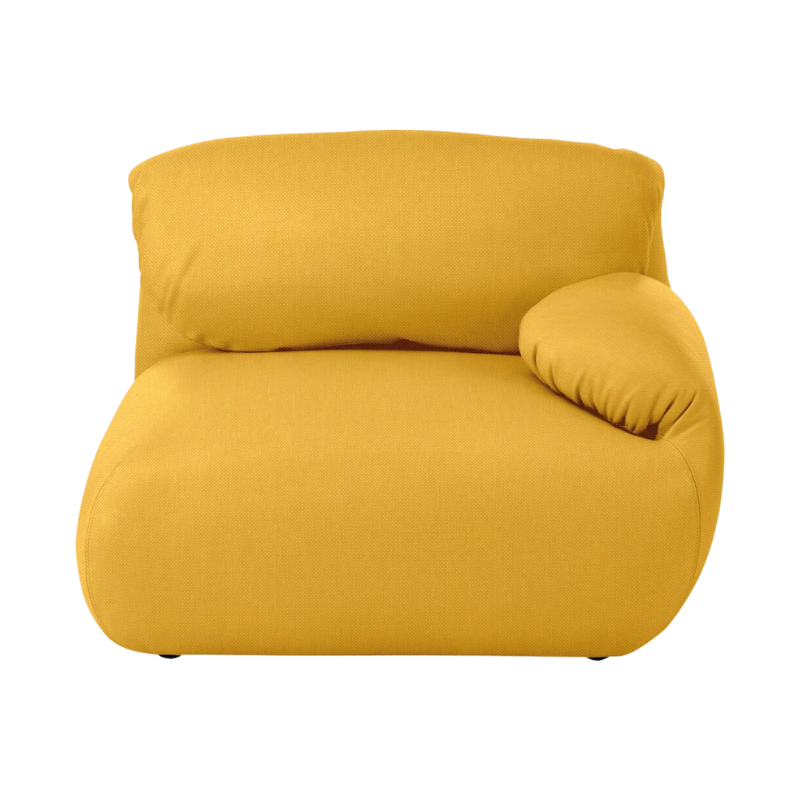 The right Luva Modular Single Seat One Arm from Herman Miller in Goldenrod Mode upholstery.