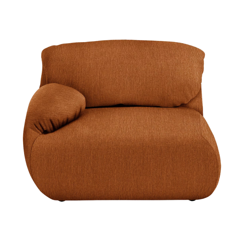 The left Luva Modular Single Seat One Arm from Herman Miller in Rust  Mode upholstery.
