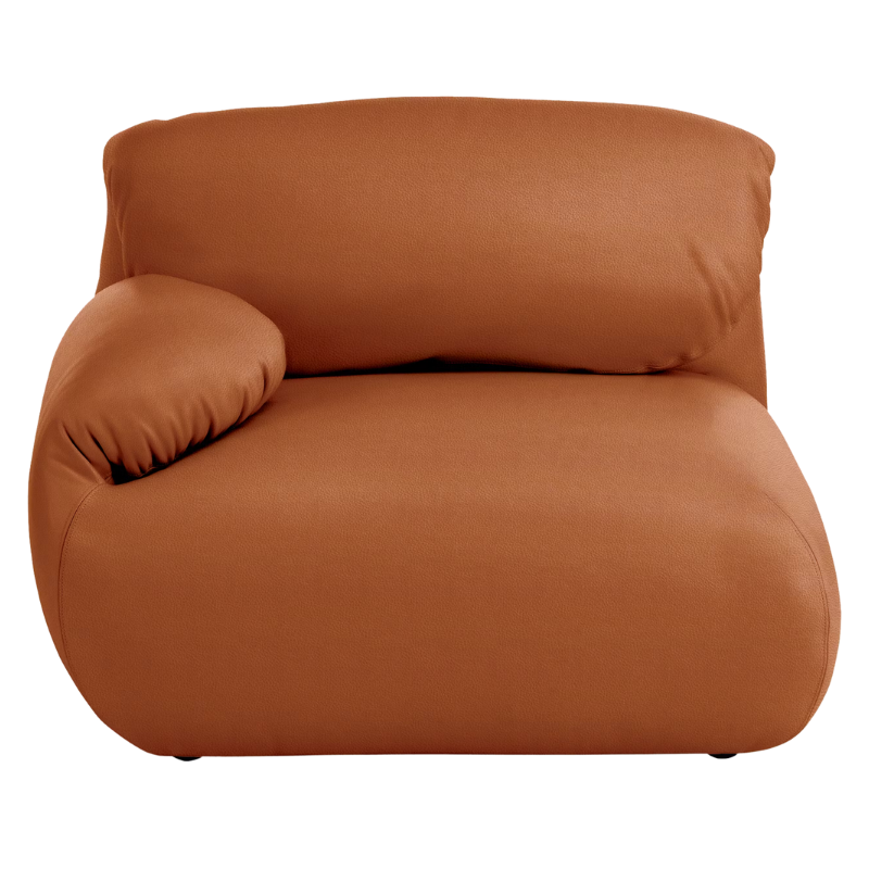 Fold up, down, or reconfigure as you please. The Luva Modular Single Seat with One Arm presents timeless beauty in an inventive form. Created by designer Gabriel Tan, Luva is a case study for probing at the intersections of art, design, and culture. The chair's elemental form is inspired by the soft-rolled tops of Japanese futons and the padded tactility of a boxing glove from Herman Miller.