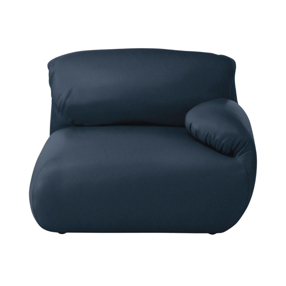 Dark blue armchair on a white background from Herman Miller. 