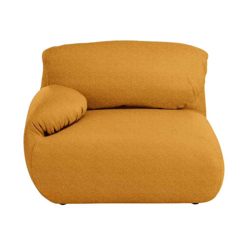 The left Luva Modular Single Seat One Arm from Herman Miller in Mustard Whim upholstery.