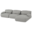 The right Luva Modular Three Seater Sectional from Herman Miller in Heathered Cool Grey Cozy upholstery.