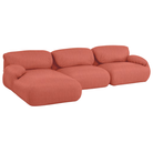 The left Luva Modular Three Seater Sectional from Herman Miller in Heathered Persimmon Cozy upholstery.