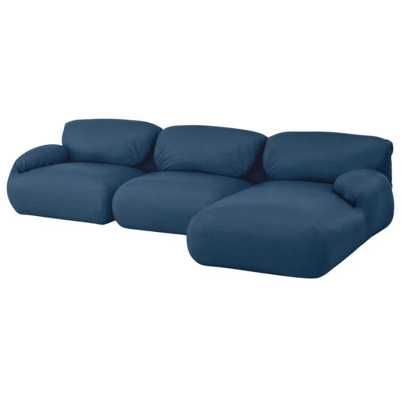 The right Luva Modular Three Seater Sectional from Herman Miller in Denim Mode upholstery.