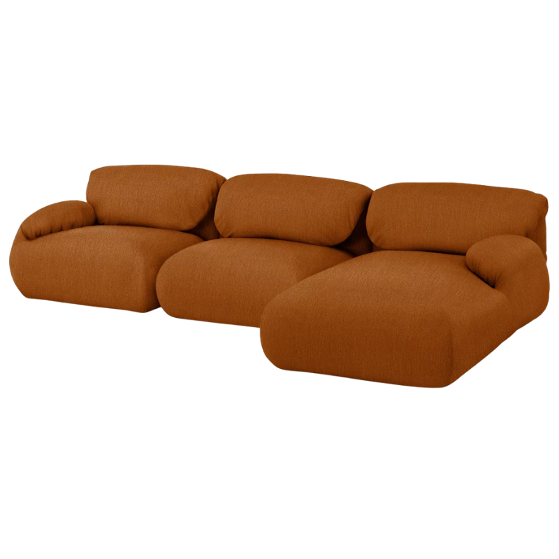 The right Luva Modular Three Seater Sectional from Herman Miller in Rust Mode upholstery.