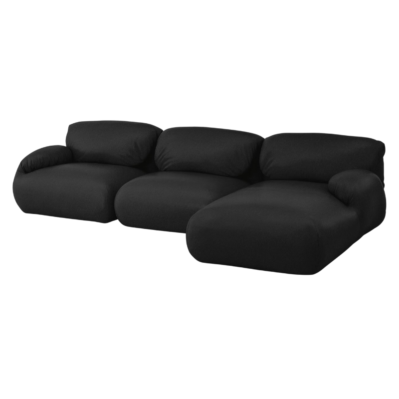 The Leather Luva Modular Three Seater Sectional Prone Leather Obsidian Right from Herman Miller.