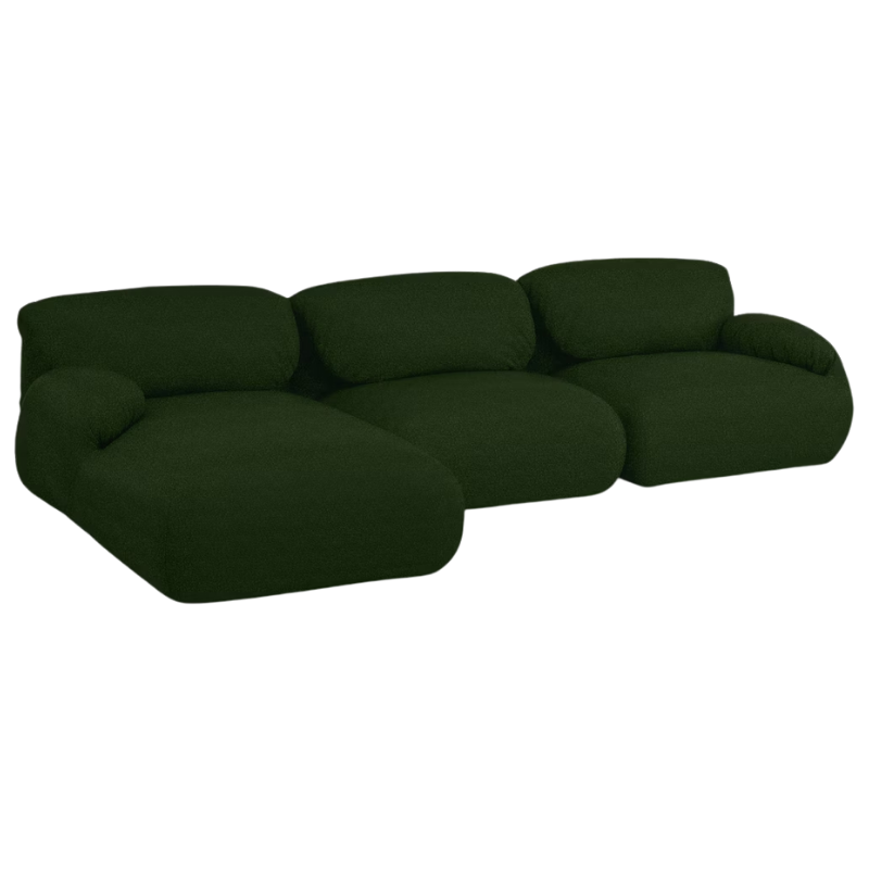 The left Luva Modular Three Seater Sectional from Herman Miller in Fir Whim upholstery.