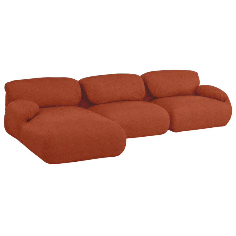 The left Luva Modular Three Seater Sectional from Herman Miller in Terra Cotta Whim upholstery.