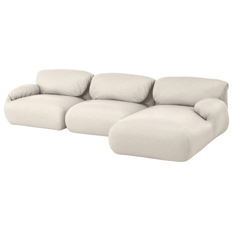 The right Luva Modular Three Seater Sectional from Herman Miller in Warm White Whim upholstery.