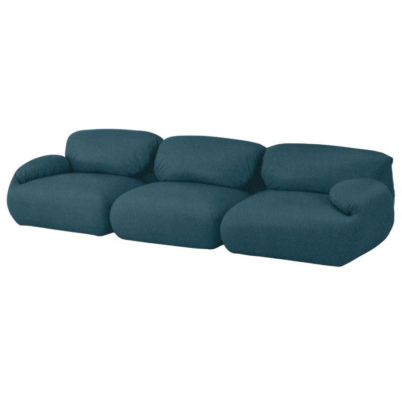 The Luva Three Seater Modular Sofa from Herman Miller in Heathered Lagoon Cozy upholstery.