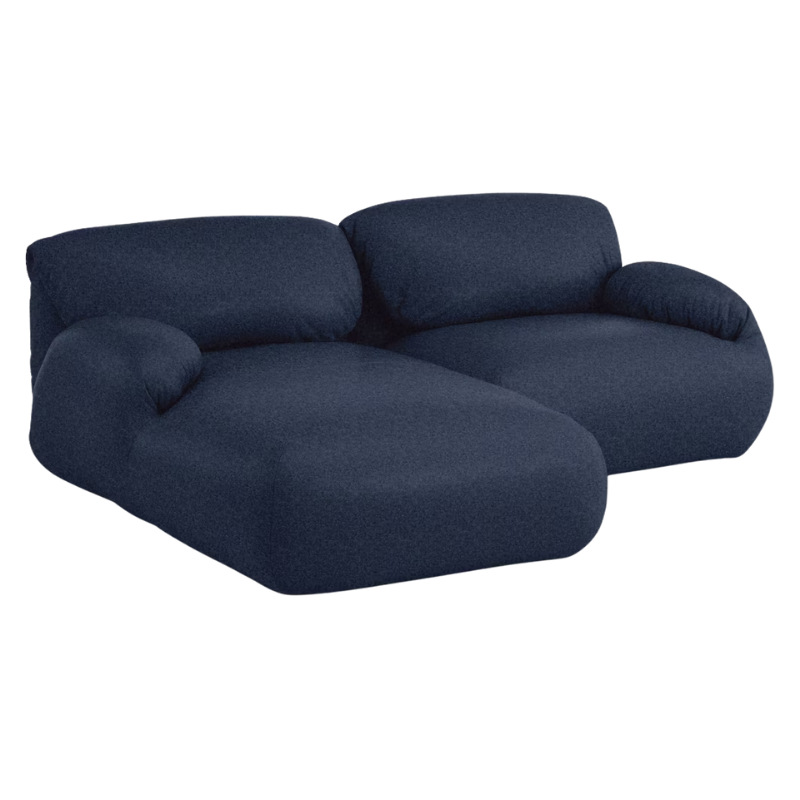 The left Luva Modular Two Seater Sectional from Herman Miller in Heathered Twilight Cozy upholstery.