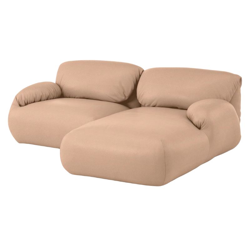 The Leather Luva Modular Two Seater Sectional Prone Leather Balsa Left from Herman Miller.