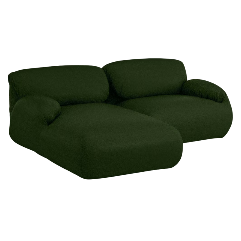 The left Luva Modular Two Seater Sectional from Herman Miller in Fir Whim upholstery.