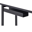 The Mode Desk from Herman Miller with the sandstone laminate top without storage focusing on the back of the desk.