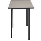 The Mode Desk from Herman Miller with the sandstone laminate top without storage in a side shot.