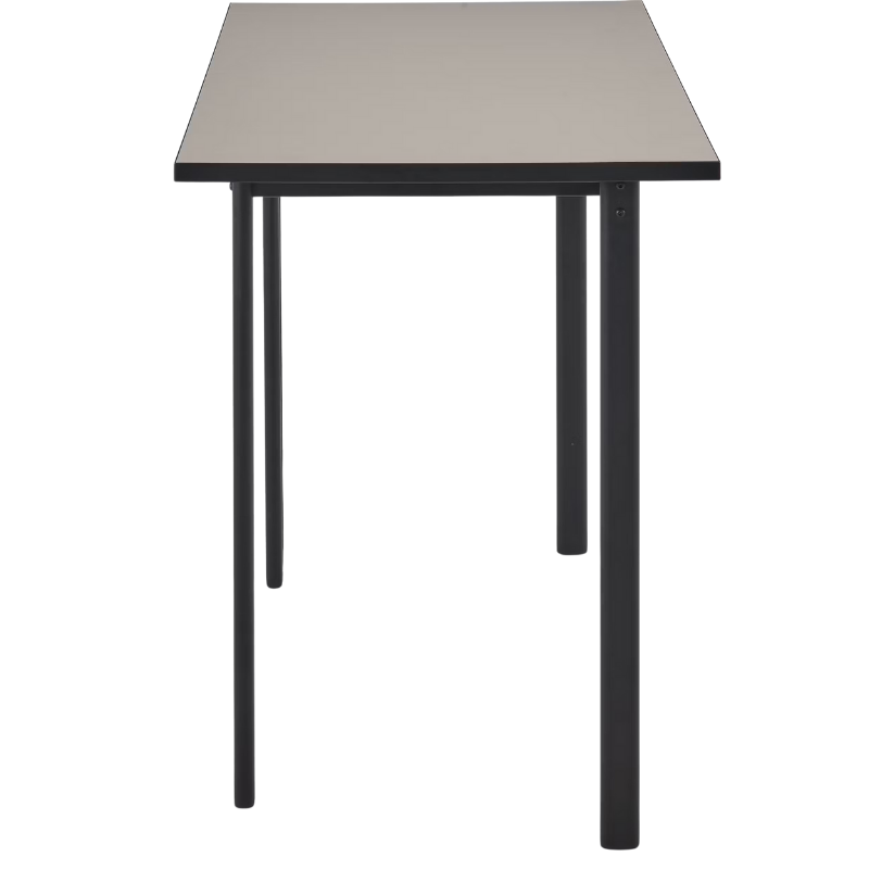 The Mode Desk from Herman Miller with the sandstone laminate top without storage in a side shot.