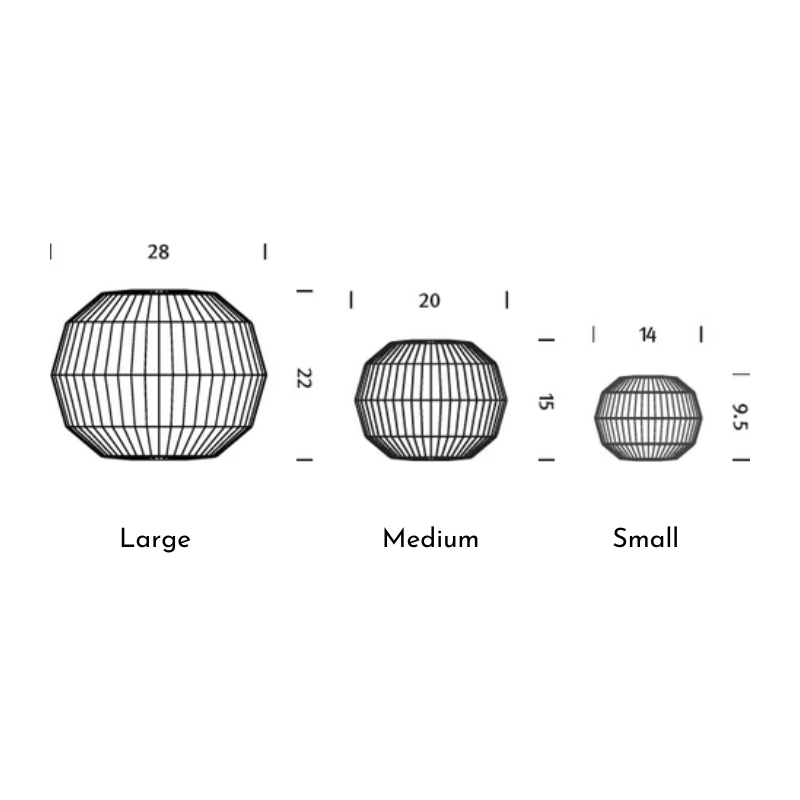 The dimensions of the Nelson Angled Sphere Bubble Pendant from Herman Miller.
