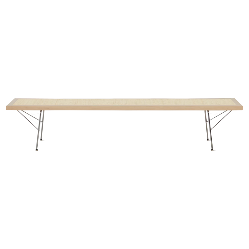 The Nelson Cane Bench from Herman Miller in maple 72 inch with chrome legs.