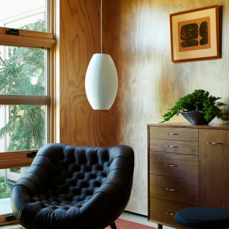 The Nelson Cigar Bubble Pendant from Herman Miller in the living room. all-groups