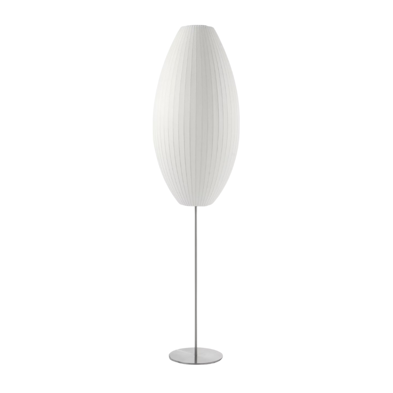 The brushed nickel Nelson Cigar Lotus Floor Light from Herman Miller is large in size.