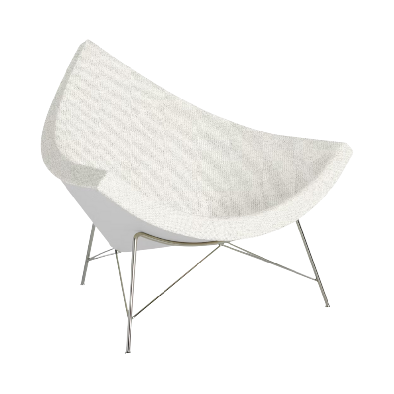 The Nelson Coconut Chair Luce Blanched with Chrome Base from Herman Miller.