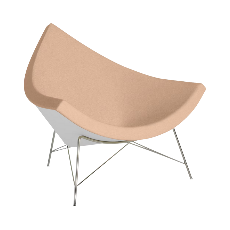 The Nelson Coconut Chair Raise Leather Chiaro with Chrome Base from Herman Miller.