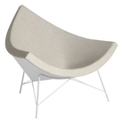 The Nelson Coconut Chair from Herman Miller with the clavicle mode upholstery and white base.