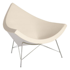 The Nelson Coconut Chair from Herman Miller with the lotus prone leather upholstery and chrome base.