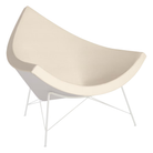 The Nelson Coconut Chair from Herman Miller with the lotus prone leather upholstery and white base.