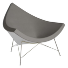 The Nelson Coconut Chair from Herman Miller with the script prone leather upholstery and chrome base.
