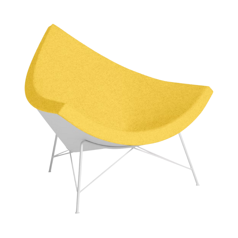 The Nelson Coconut Chair Luce Clarion with White Base from Herman Miller.