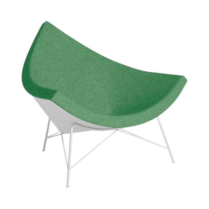The Nelson Coconut Chair Luce Virescent with White Base from Herman Miller.