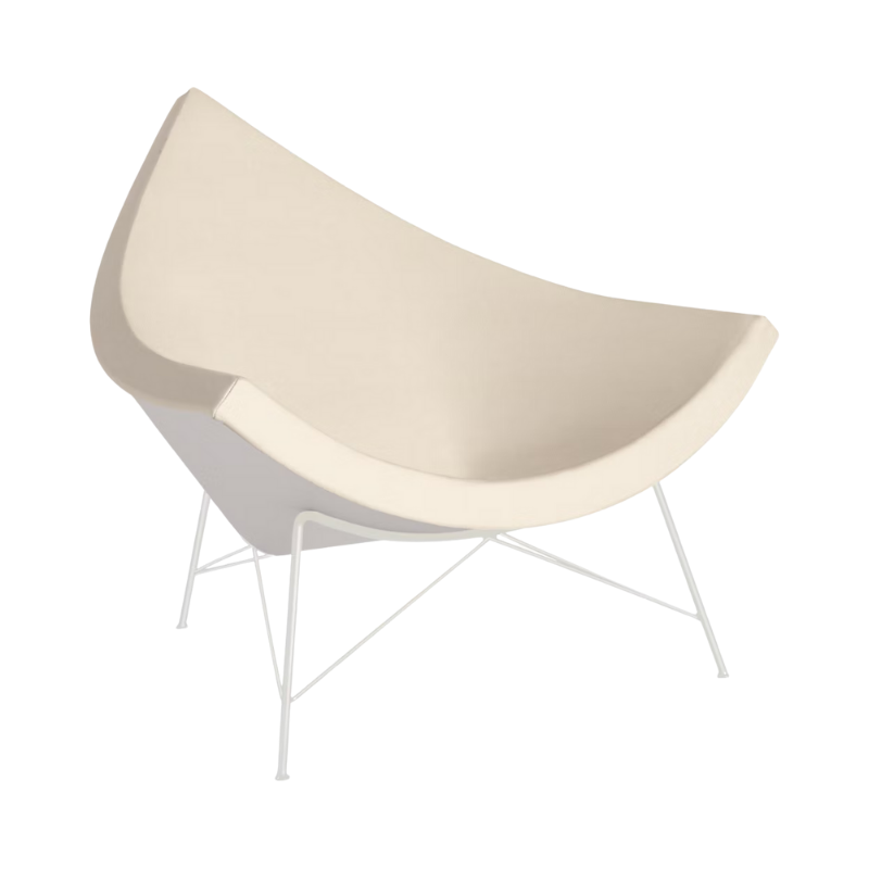 The Nelson Coconut Chair Raise Leather Creme with White Base from Herman Miller.