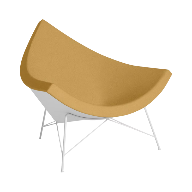 The Nelson Coconut Chair Raise Leather Maize with White Base from Herman Miller.