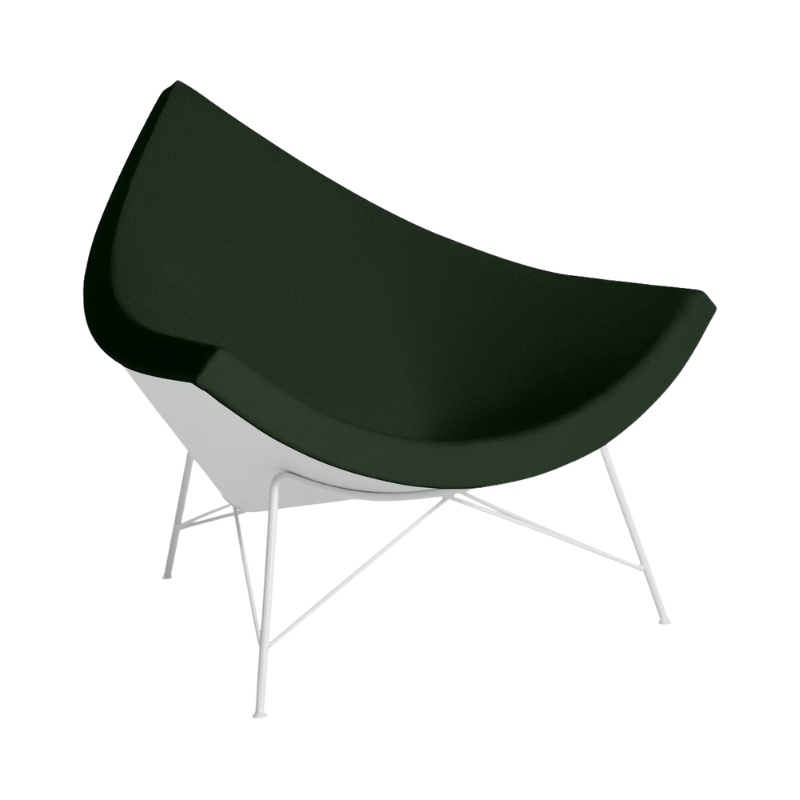 The Nelson Coconut Chair Raise Leather Verde with White Base from Herman Miller.