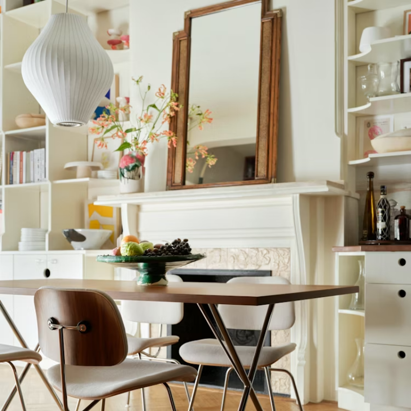 The Nelson Pear Bubble Pendant from Herman Miller in a dining hall. all-groups
