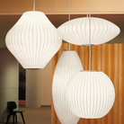 The Nelson Pear Bubble Pendant from Herman Miller in an office with the other Nelson Bubble Pendants.