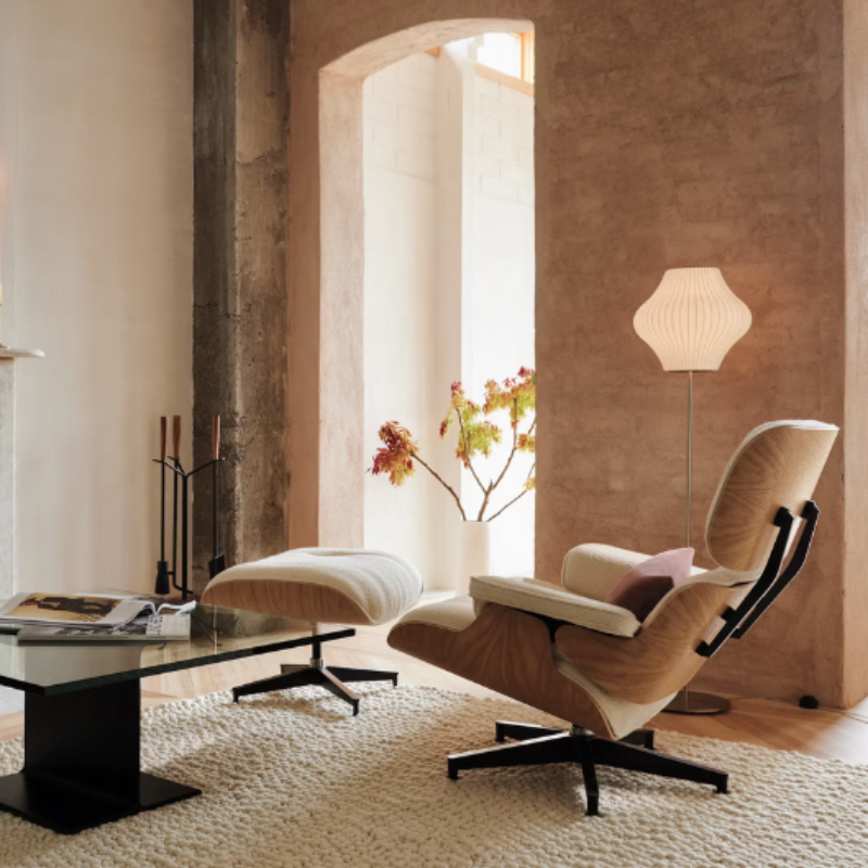 The Nelson Pear Lotus Floor Light from Herman Miller in a lounge.