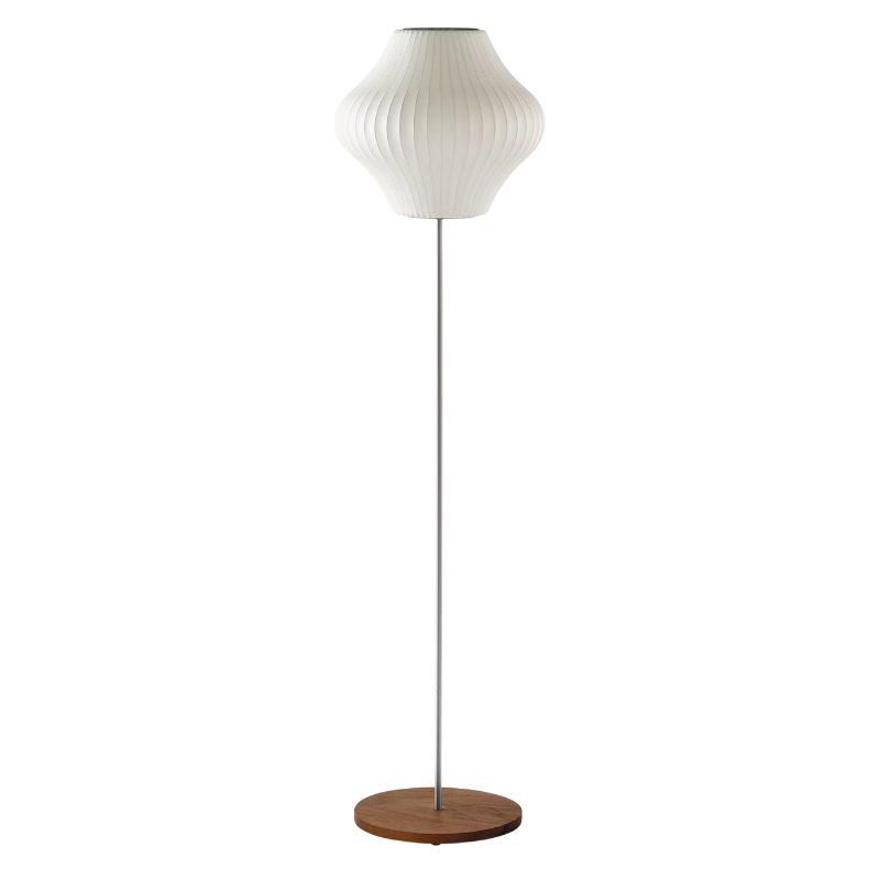 The small Nelson Pear Lotus Floor Light from Herman Miller in walnut.