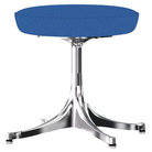 The Nelson Pedestal Stool from Herman Miller with cobalt blue hopsak upholstery and an aluminum polished base.