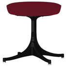 The Nelson Pedestal Stool from Herman Miller with dark crimson hopsak upholstery and a black base.