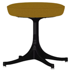 The Nelson Pedestal Stool from Herman Miller with dark ochre hopsak upholstery and a black base.