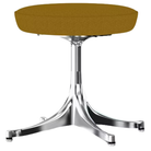 The Nelson Pedestal Stool from Herman Miller with dark ochre hopsak upholstery and an aluminum polished base.