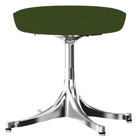 The Nelson Pedestal Stool from Herman Miller with dark olive green hopsak upholstery and an aluminum polished base.